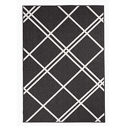 un amour de tapis Tapis extérieur, kilim reversible 140x200 LYN2 AB REVERSIBLE noir et écrème