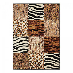 UnAmourDeTapis tapis entrée 60x110 tissé beige rectangle motif animaux LYN1 SAVANA