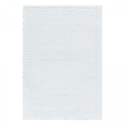 UnAmourDeTapis Tapis poils longs shaggy 240x340 rectangle tissé blanc motif uni UNI B