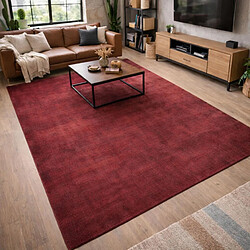 UnAmourDeTapis tapis chambre Ø100cm fait main bordeaux rond motif uni NEO UNI