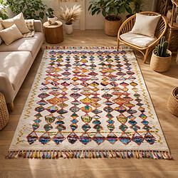 UnAmourDeTapis Tapis berbère 280x380 tissé motifs tribaux LYN5 OURIKA A multicolore