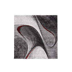 UnAmourDeTapis Tapis carré 200x200 rouge et gris motif géométrique pour salon et chambre