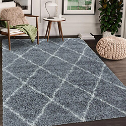 UnAmourDeTapis Tapis berbère 280x370 tissé motif losange SHAGGY A gris