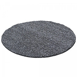 UnAmourDeTapis Tapis rond poils longs shaggy Ø200cm tissé gris motif uni UNI L