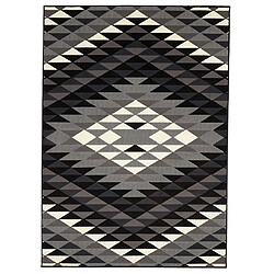 UnAmourDeTapis tapis chambre 60x110 tissé noir rectangle motif géométrique LYN49 APACHE