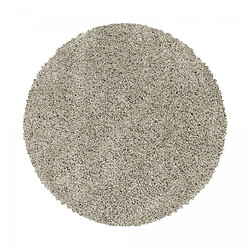 UnAmourDeTapis Tapis rond poils longs shaggy Ø160cm tissé beige motif uni UNI I