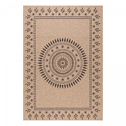 UnAmourDeTapis Tapis extérieur 200x290 tissé kilim beige et noir JUTE ART 6 