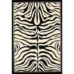 UnAmourDeTapis tapis salon 120x160 tissé noir rectangle motif animaux LYN1 ZEBRO