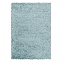 UnAmourDeTapis Tapis longs poils shaggy 80x150 rectangle tissé bleu motif uni UNI B