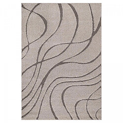 UnAmourDeTapis Tapis shaggy 200x280 rectangle tissé beige motif géométrique POUDA