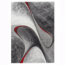 UnAmourDeTapis tapis salon 160x160 tissé rouge et gris carré motif géométrique LYN8 MADILA