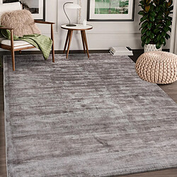 UnAmourDeTapis tapis salon 200x300 fait à la main en viscose marron rectangle motif uni NEO +