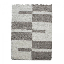 UnAmourDeTapis Tapis poils longs shaggy 160x230 rectangle tissé crème motif géométrique