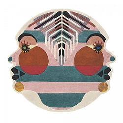 UnAmourDeTapis tapis entrée 100x100 fait à la main en laine multicolore motif fresque
