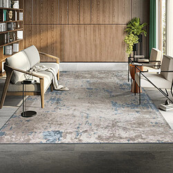 UnAmourDeTapis Tapis kilim 240x340 rectangle tissé en coton gris et bleu motif abstrait