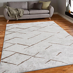 UnAmourDeTapis Tapis kilim 240x340 rectangle tissé en coton crème motif simple UNIRIPE
