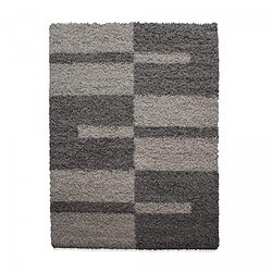 UnAmourDeTapis Tapis poils longs shaggy 160x230 rectangle tissé beige et marron