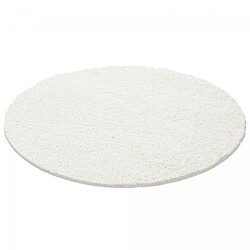 UnAmourDeTapis Tapis poils longs shaggy Ø200cm rond tissé crème motif uni UNI L