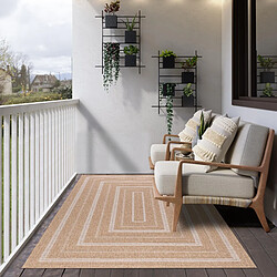 UnAmourDeTapis Tapis extérieur 200x290 tissé kilim beige et blanc JUTE ART 5