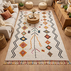 UnAmourDeTapis Tapis berbère 280x380 tissé motif ethnic LYN5 OURIKA E ivoire