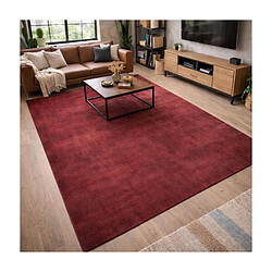 UnAmourDeTapis tapis chambre Ø100cm fait main bordeaux rond motif uni NEO UNI