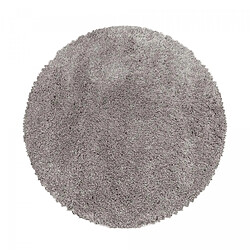 UnAmourDeTapis Tapis rond longs poils shaggy Ø200cm tissé beige motif uni UNI B