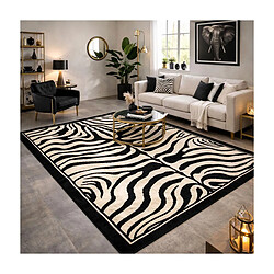 UnAmourDeTapis tapis salon 120x160 tissé noir rectangle motif animaux LYN1 ZEBRO