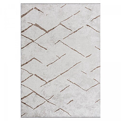 UnAmourDeTapis Tapis kilim 240x340 rectangle tissé en coton crème motif simple UNIRIPE