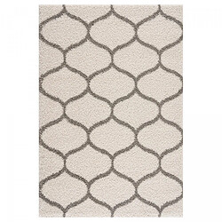 UnAmourDeTapis Tapis longs poils shaggy 80x150 rectangle tissé crème motif scandinave