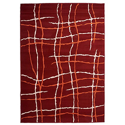 UnAmourDeTapis tapis chambre 80x150 tissé rouge rectangle motif abstrait LYN1 MALMO