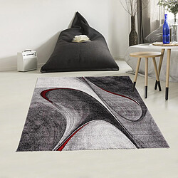 UnAmourDeTapis Tapis carré 200x200 rouge et gris motif géométrique pour salon et chambre