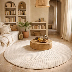 UnAmourDeTapis tapis salon 120cm tissé tissé rond motif simple LYN9 CERNAN