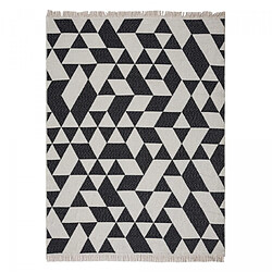 UnAmourDeTapis Tapis kilim reversible 200x280 en coton motif géométrique BI crème et noir