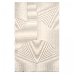 UnAmourDeTapis tapis salle à manger 140x200 tissé beige rectangle motif simple LYN9 CERNAN