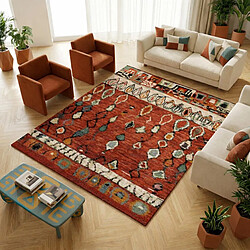 UnAmourDeTapis Tapis berbère 280x380 tissé motifs tribaux LYN8 MOROCO rouge