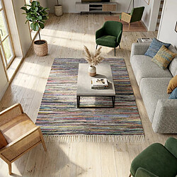 UnAmourDeTapis Tapis kilim 200x300 rectangle tissé en coton multicolore motif ethnique