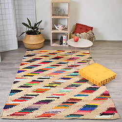 UnAmourDeTapis Tapis en jute 200x290 fait à la main multicolore RAINBOWA
