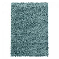 UnAmourDeTapis Tapis poils longs shaggy 80x150 rectangle tissé bleu motif uni UNI I