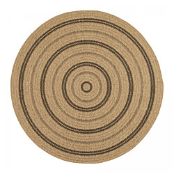 UnAmourDeTapis Tapis extérieur Ø120cm rond tissé kilim beige et noir JUTE ART 5