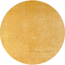 UnAmourDeTapis Tapis rond salon Ø200cm LYN10 LAVABLE Or uni, tapis shaggy à longs poils