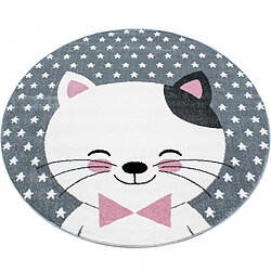 Acheter UnAmourDeTapis Tapis enfant 80x150 tissé rose et gris motif animaux KID CHAT