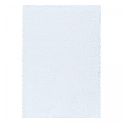 UnAmourDeTapis Tapis poils longs shaggy 160x230 rectangle tissé blanc motif uni UNI I