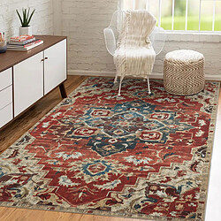 UnAmourDeTapis Tapis orient 160x230 rectangle rouge et beige tissé motif classique MEDA B