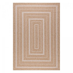 un amour de tapis Tapis extérieur Ø160cm rond tissé kilim beige et blanc JUTE ART 5