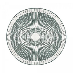 un amour de tapis Tapis rond d'extérieur, kilim reversible Ø240cm LYN2 B ROND REVERSIBLE vert et crème