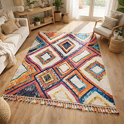 UnAmourDeTapis Tapis berbère 200x290 tissé motif ethnic LYN5 OURIKA D violet