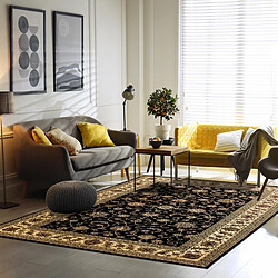 UnAmourDeTapis Tapis orient 240x340 rectangle noir tissé motifs orientaux BISKO 1