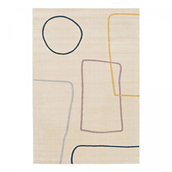 UnAmourDeTapis tapis chambre 80x150 tissé beige et jaune rectangle motif abstrait FLARINE 5