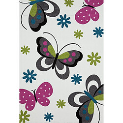 UnAmourDeTapis Tapis enfant 240x340 rectangle tissé crème motif animaux LYN8 PAPILLONS