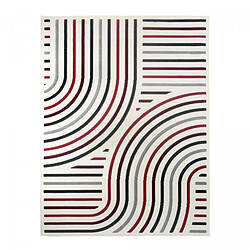 un amour de tapis tapis salon 160x225 tissé rouge et crème rectangle motif géométrique LYN49 MUCOUR